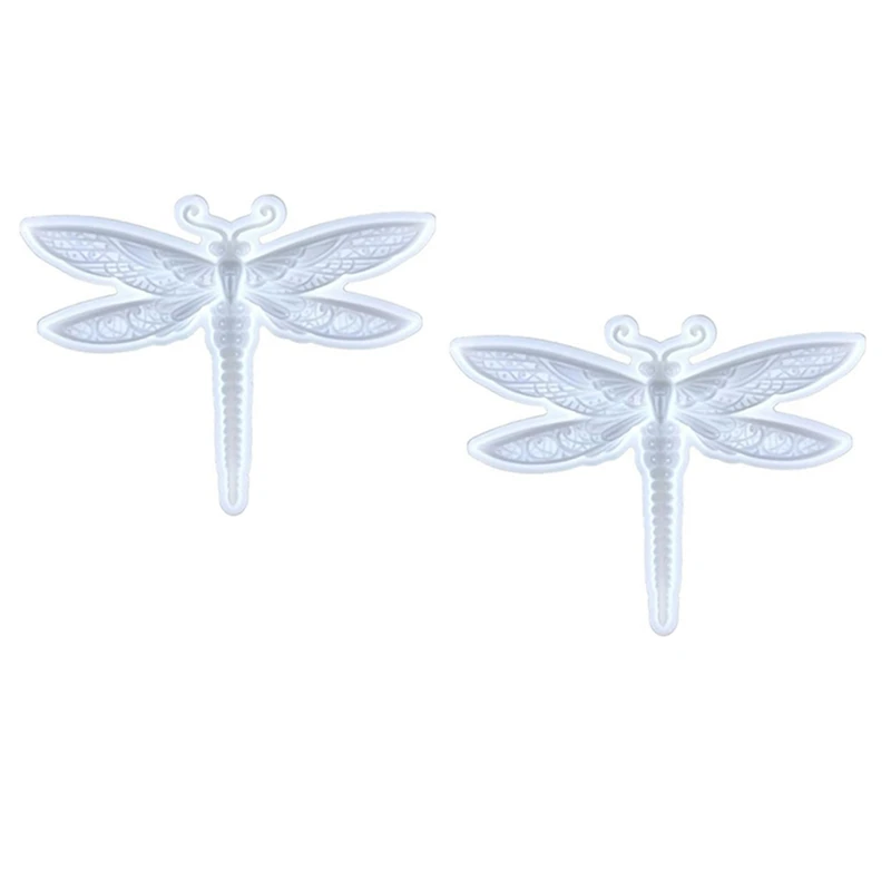 2PCS Dragonfly Silicone Mold Large Epoxy Resin Dragonfly Shape Molds 3D Unique Animal Pendant Wall Hanging Mould