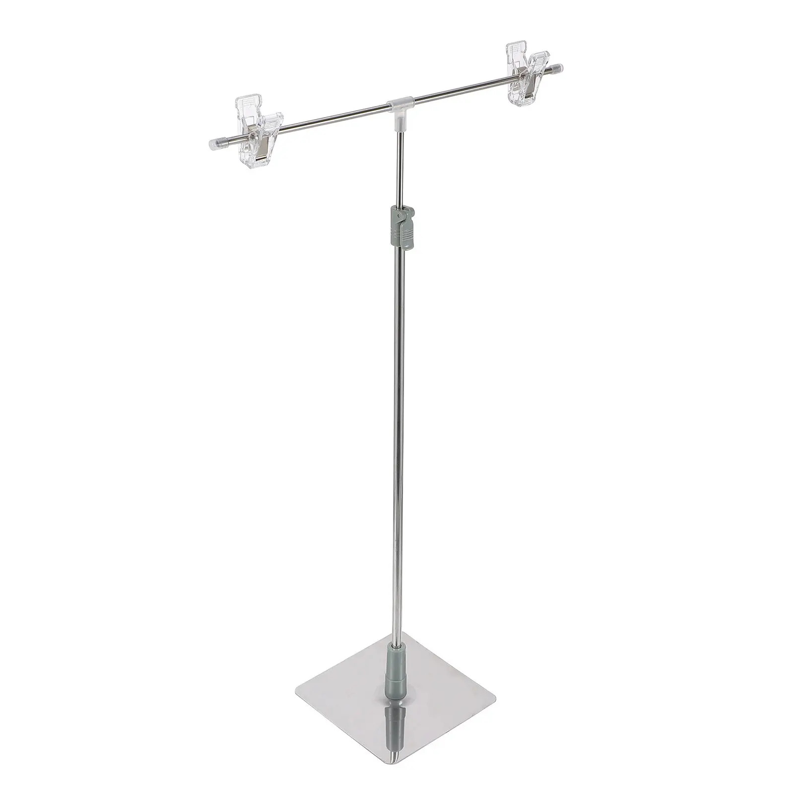 1Set T-Shaped Poster Stand Stainless Steel Height Adjustable Sign Stand for Advertising Menu Banner Display Multipurpose Poster