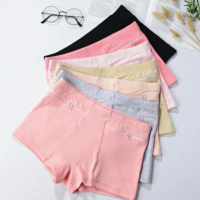 Women\'s Safety Anti-theft Pants Soft Shorts Cotton Boxer Summer Under Skirt Shorts with Pockets Femme Underwears Safety Shorts