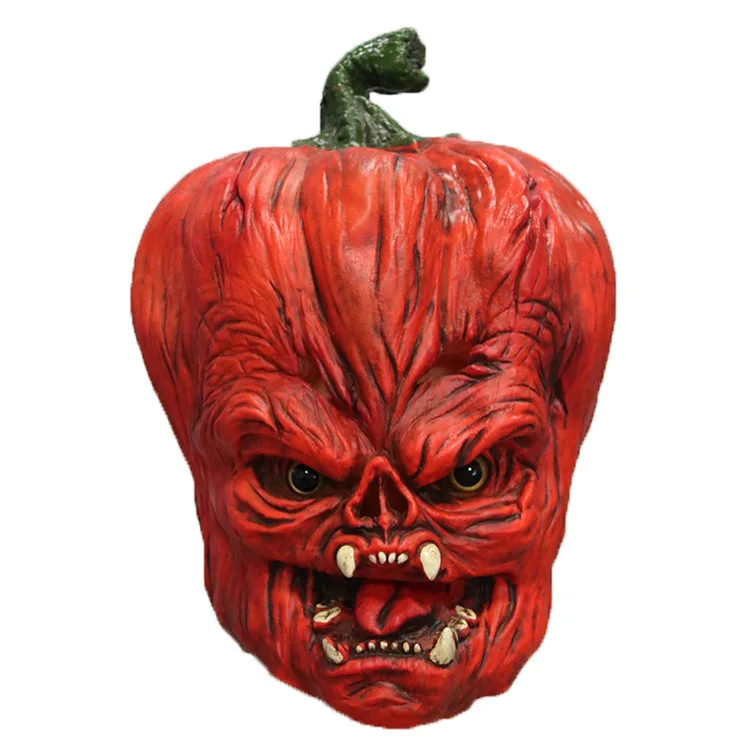 Red Pumpkin Mask Halloween Cospla Latex Pumpkin Headset Horror Prop Ghost Party Mask