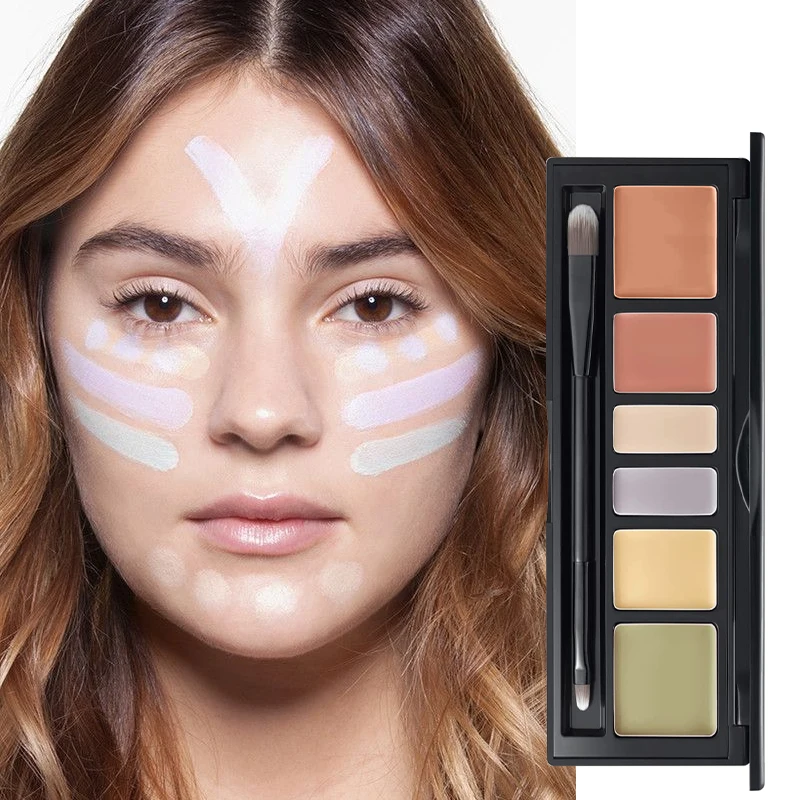 6Colors Concealer Palette Cream Texture Covers Acne Marks Dark Circles Multifunction Face Makeup Lasting Brighten Face Cosmetics