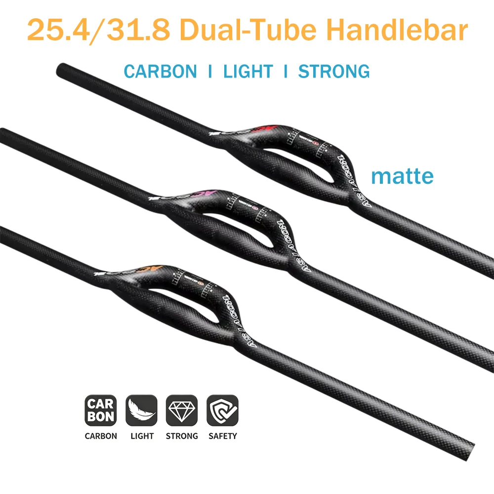 Full Carbon Double‑Tube Folding Bike Handlebar Straight 25.4mm Small‑Diameter /31.8mm For Commuting Bicycle Replacement Parts