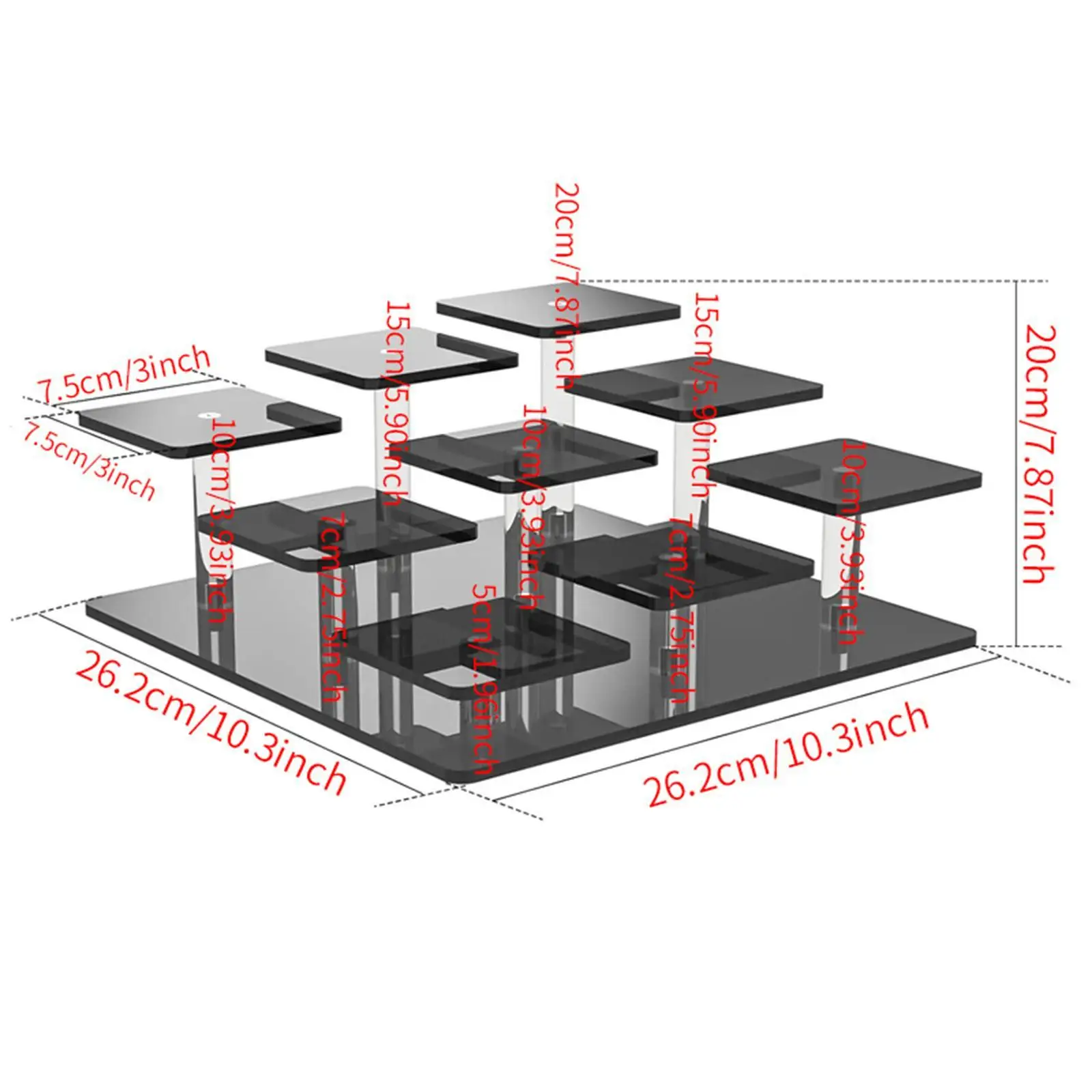 Acrylic Display Stand Sturdy Shelf Multipurpose Storage Rack Figures Perfume Organizer for Medals Dessert Figures Cupcake Badges