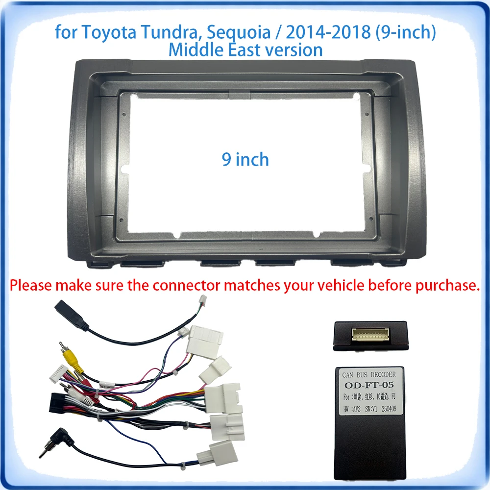 Car Radio Fascia Frame For Toyota Tundra & Sequoia 2014-2018 9 inch Middle East Version Stereo With Canbus & Wiring Harness