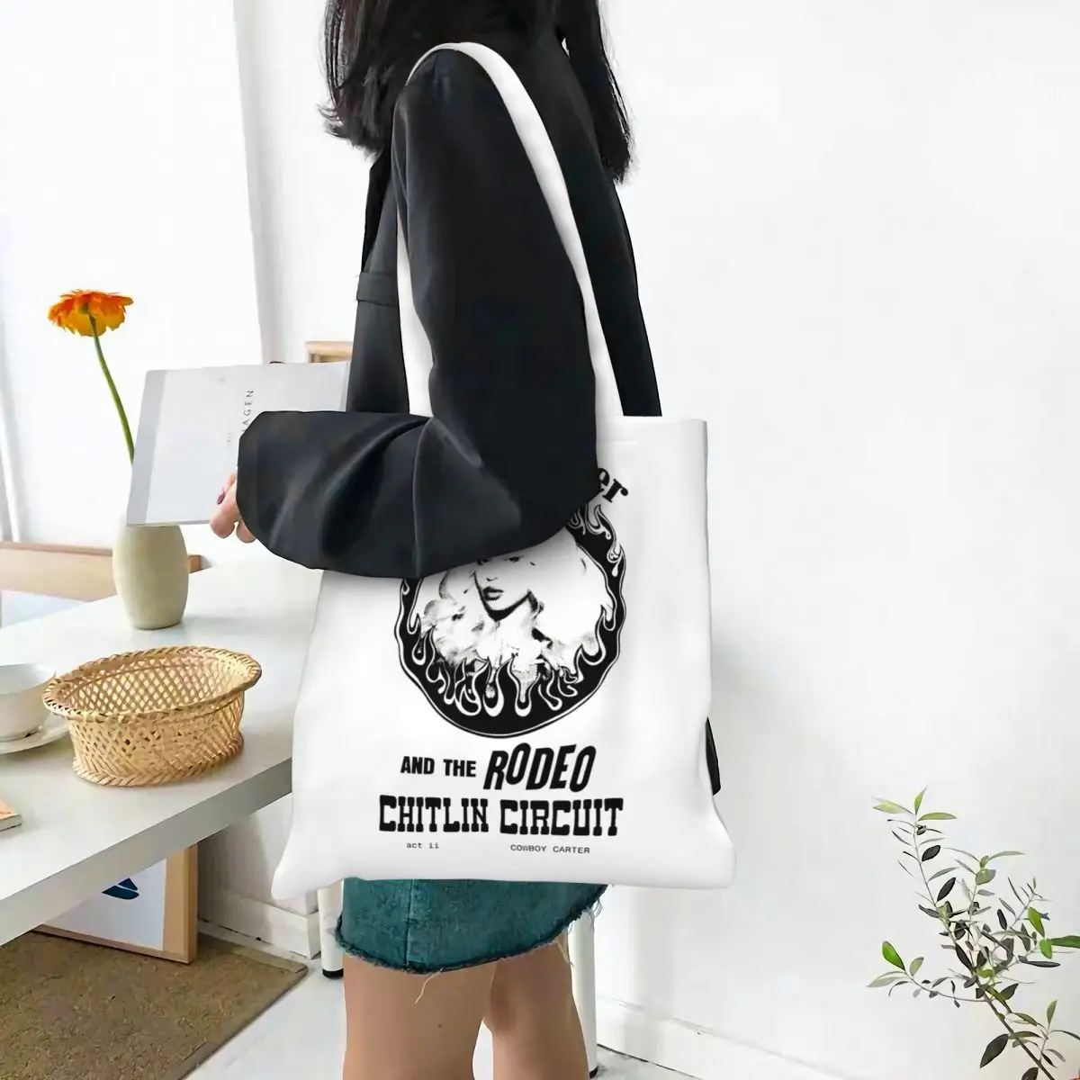 Cowboy Carter 14 Classic T-Shirt 5500352469.6059 Tote Bags Women Handbag Foldable Student Shoulder Bag Printed Grocery Bag