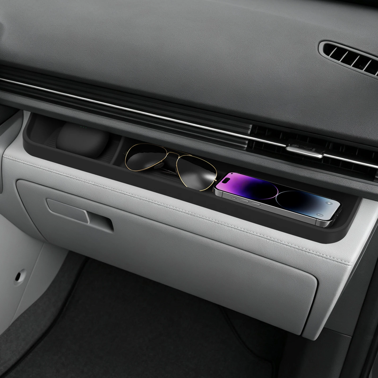 Smabee für Hyundai Kona 2. Generation 2024-2026 Beifahrer-Armaturenbrett-Aufbewahrungsbox Silikon-Organizer Autozubehör – Detail 4