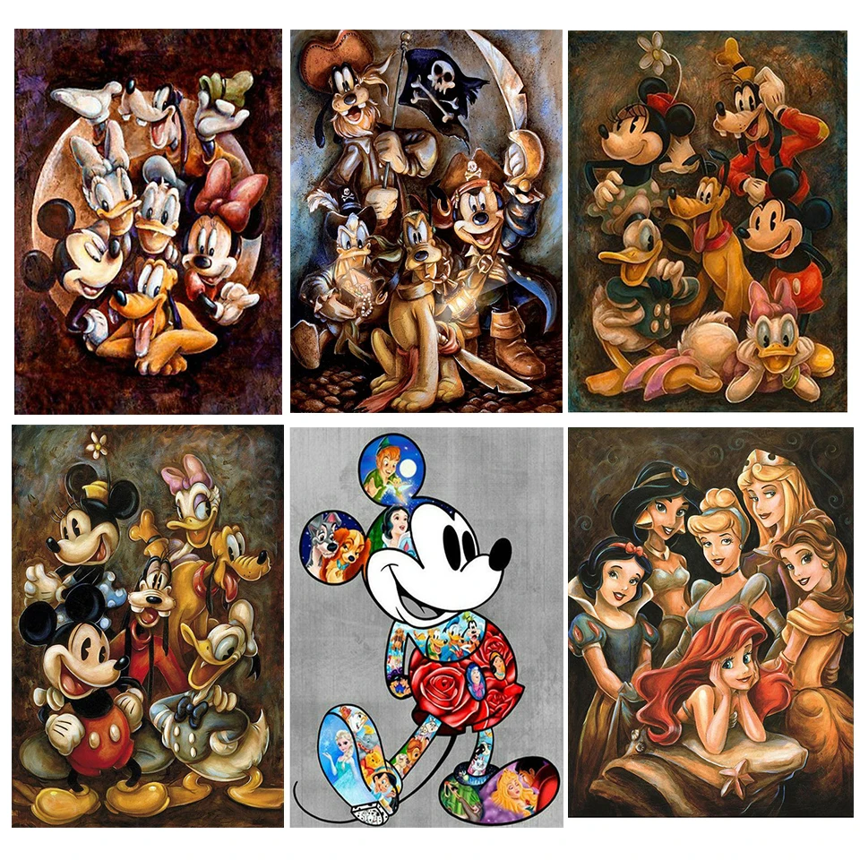 Disney Goofy 5D Diamond Painting Mickey Mouse and Donald Duck Rhinestone Cross Stitch Kits Handmade Embroidery Crafts for kids