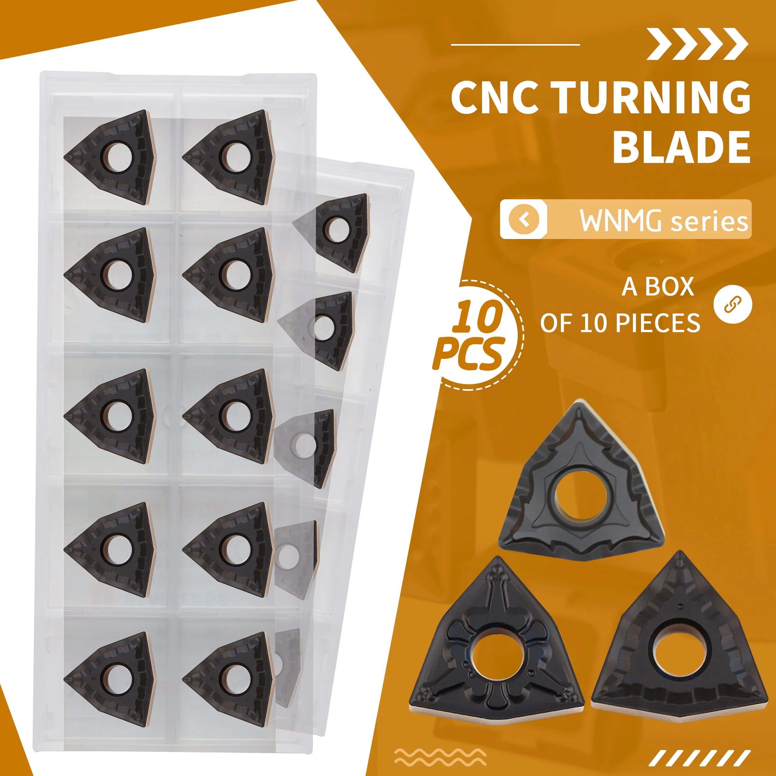 10Pcs WNMG080404-TM NK3230 WNMG080408 MT CQ CNC Cutting Machining Turning Tools Carbide Inserts Twocolor High Finish Sharp edge