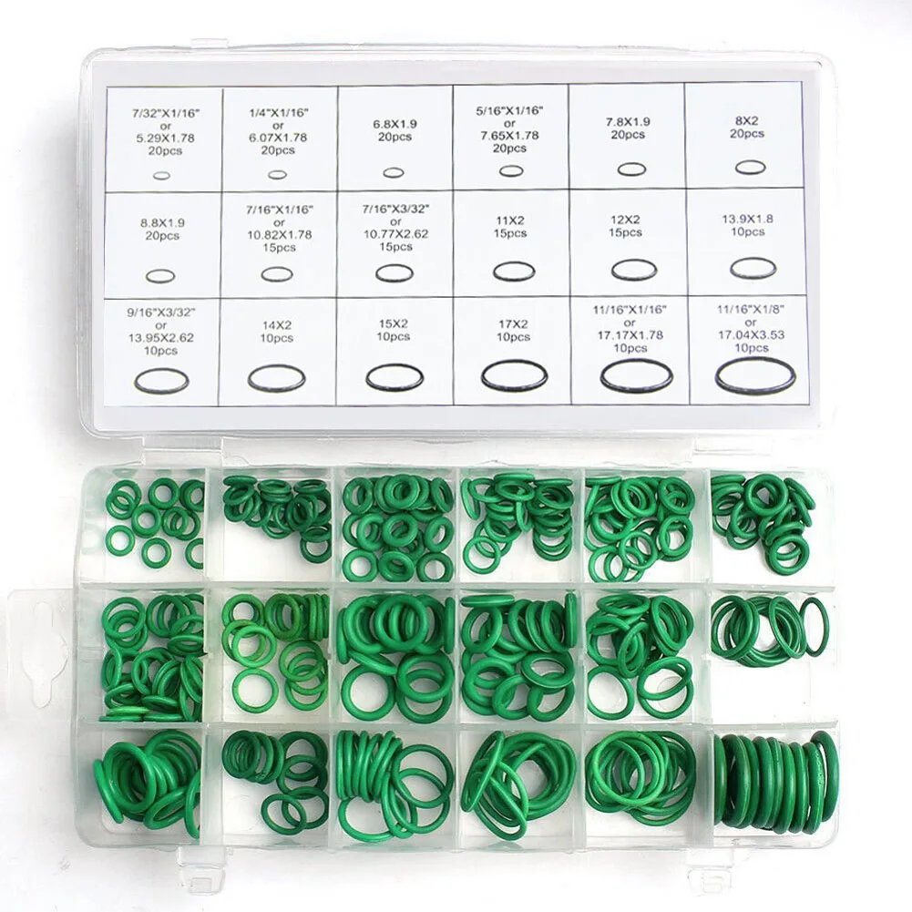 270Pcs 18Sizes AC A/C System O-Ring Gasket Seals Washer Sealing Ring Rubber Ring Seal Repair Kits Set Auto Parts Car Accessories