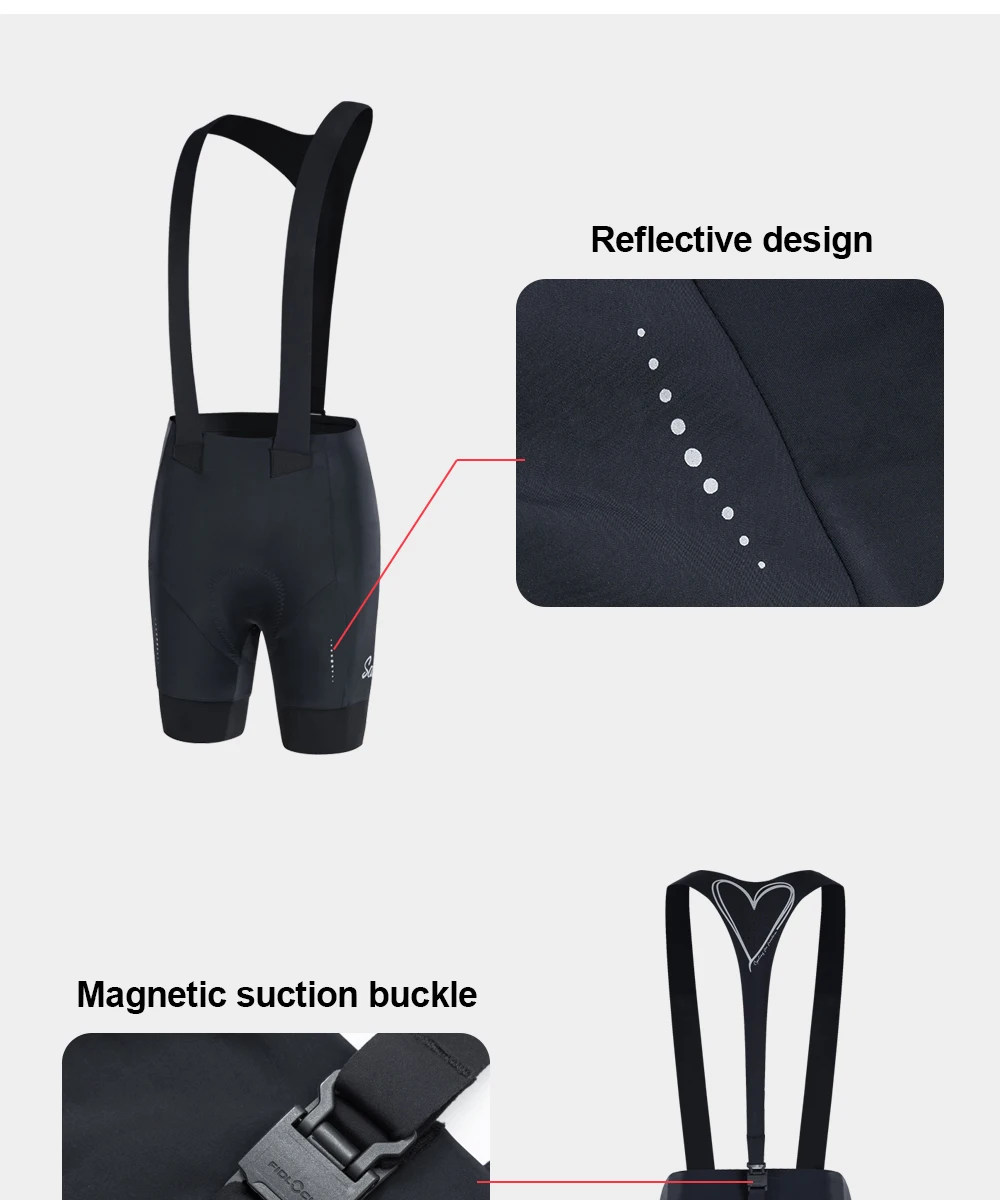 Santic Damen-Radsport-Träger, 8 Stunden, stoßfest, 4D-gepolstertes Trägerhose, kurze Hose, Sommer, atmungsaktiv, Pro, reflektierend, MTB, Straßenrennhose – Detail 8