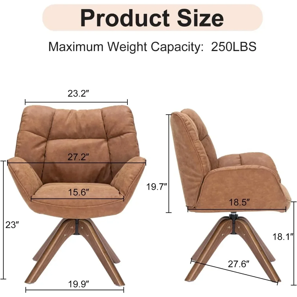 Coffee chair, modern and comfortable coffee chair with wooden legs, single PU leather Bukele armchair for living room bedroom