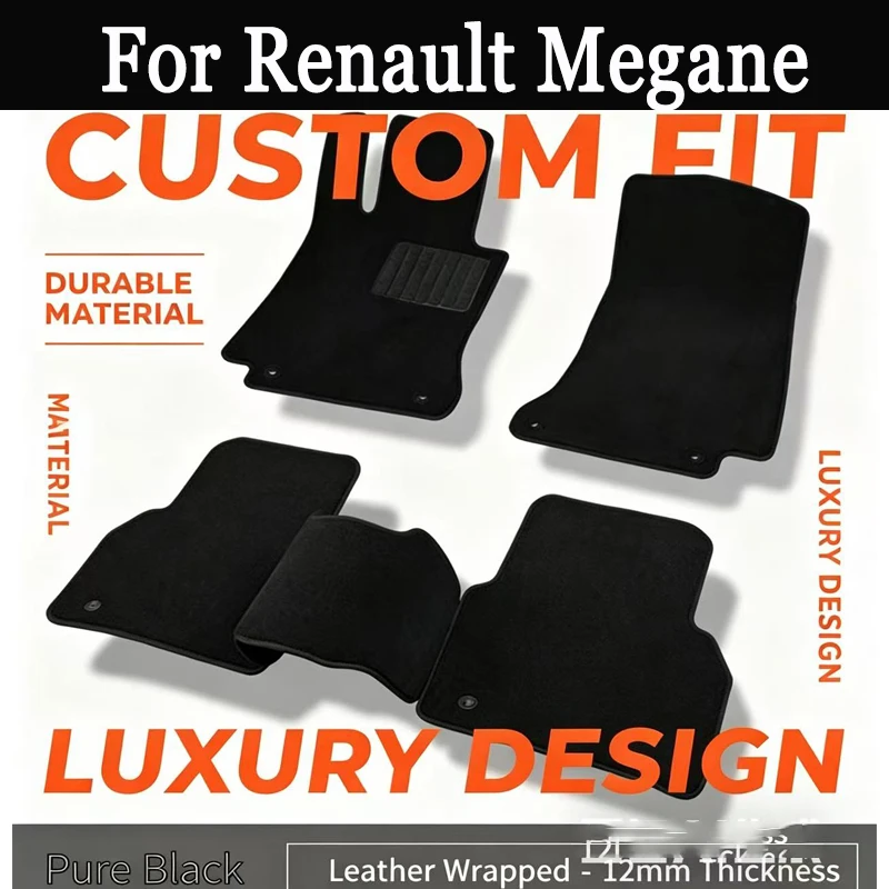 Juego de alfombras de terciopelo para Renault Megane IV Grand-Coupe, liftback, station wagon, grandtour, coupe, GT (2015-) -Negro