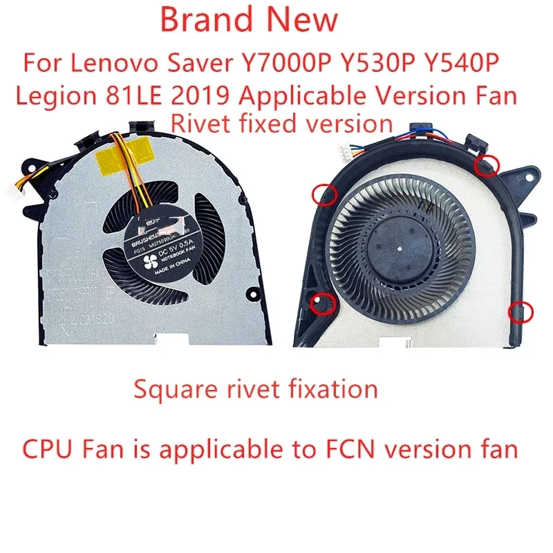 New Laptop CPU GPU Cooling Fan For Lenovo Saver Y7000P Y530P Y540P Legion 81LE 2019 Applicable Version Fan Rivet fixed version