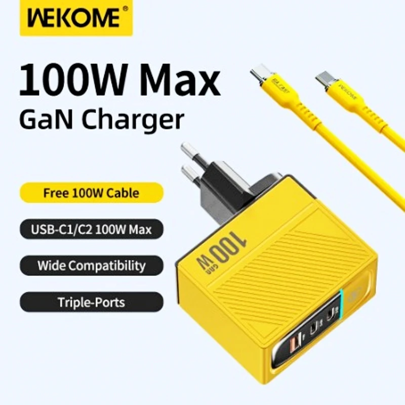 WEKOME 100W Type C GaN Charger Quick Charge 4.0 3.0 USB PD Fast Charger Adapter for Macbook Pro iPad Pro IPhone15 Xiaomi Huawei