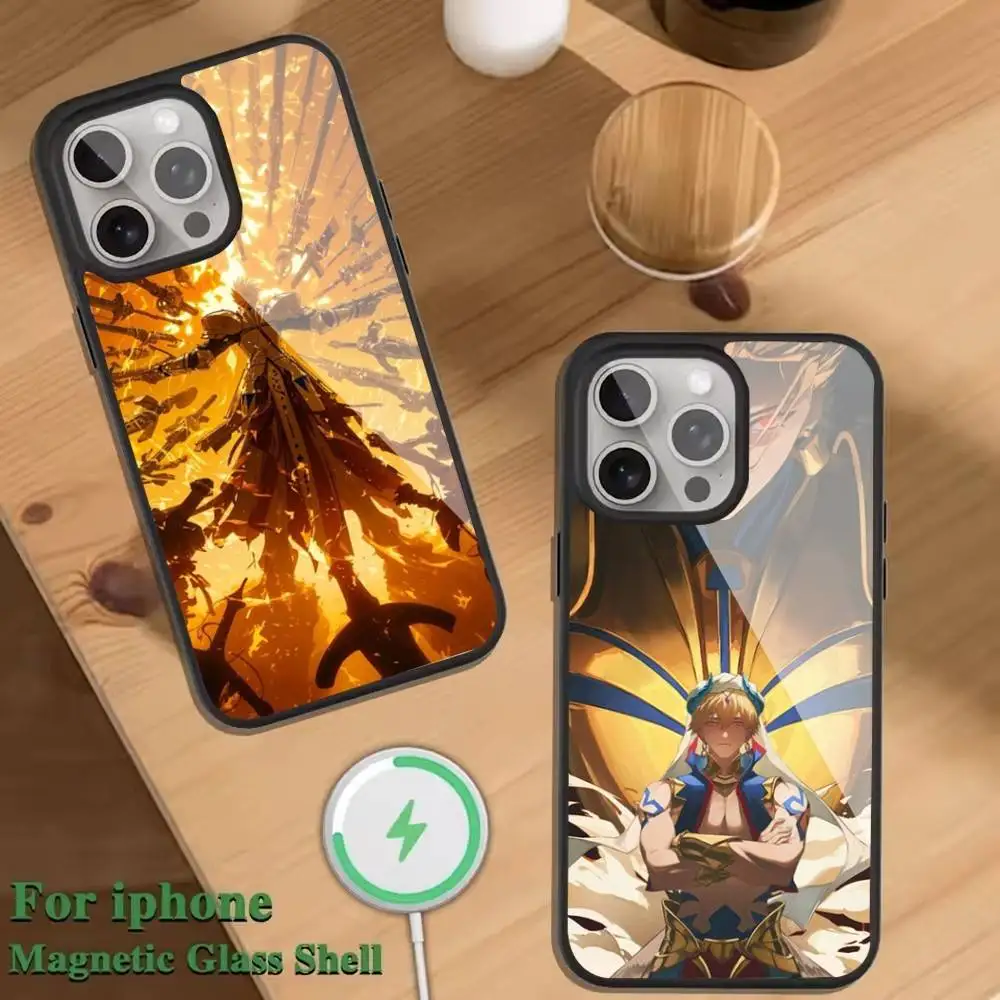 

G-Gilgamesh Gold Phone Case For Magnetic Wireless Charge Cover For iphone 16 15 14 13 12 11 Pro Max Plus Coque