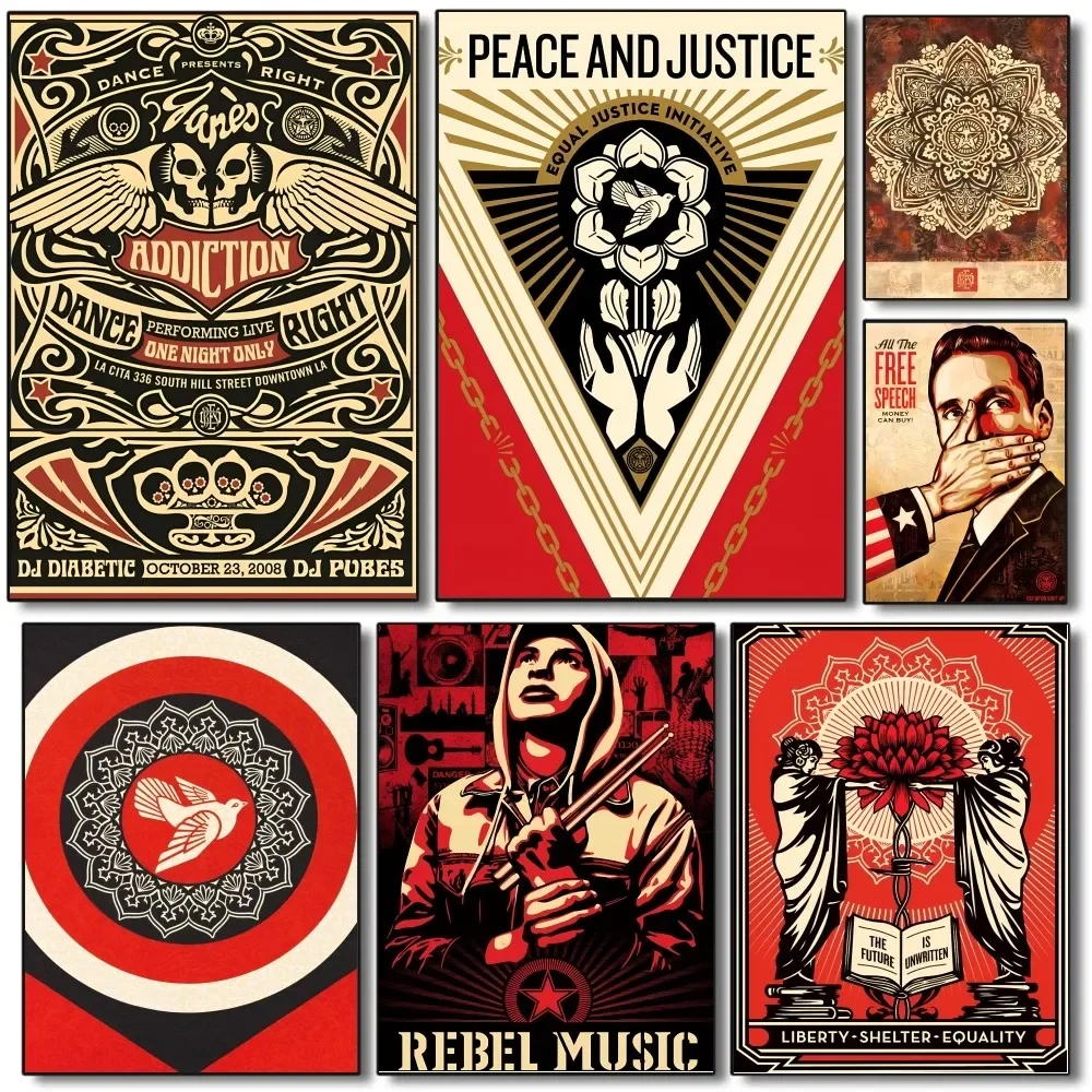 1PC Vintage Abstract Shepard Fairey Street Art Poster Paper Print Home Living Room Bedroom Entrance Bar Restaurant Cafe Art