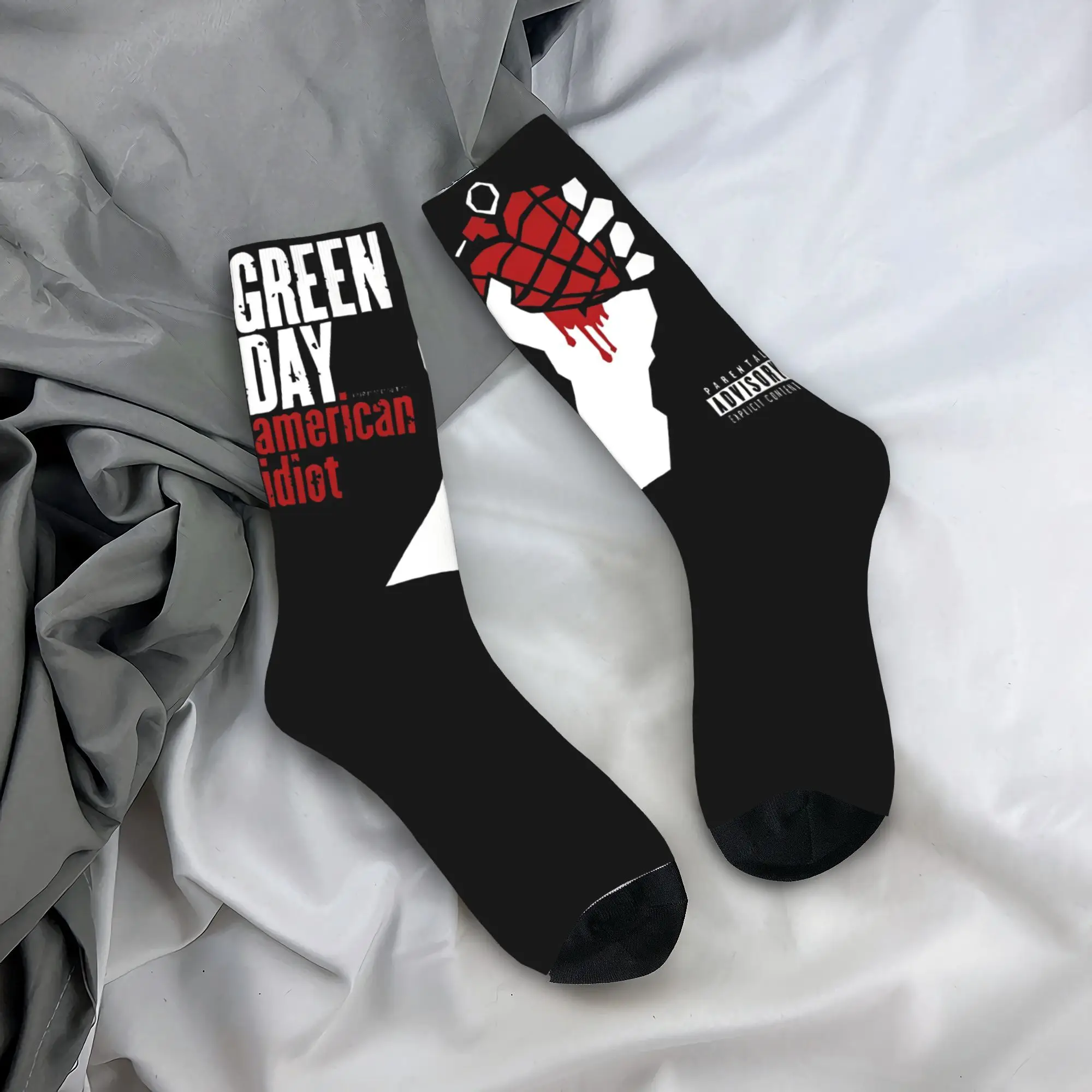 Meias antiderrapantes para homens e mulheres, turnê de banda Green Day, punk rock super macio, meias de vestido, moda, 2024