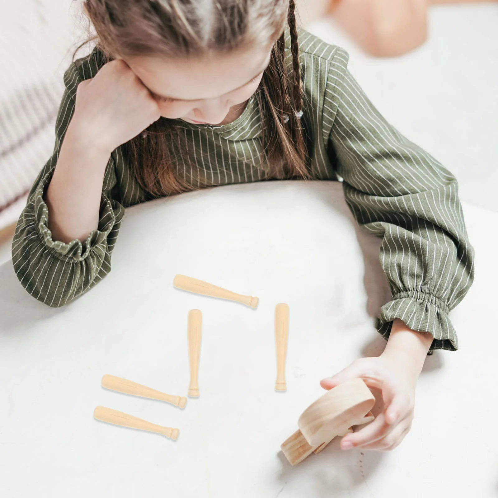 20 Pcs Mini Baseball Bat Unfinished Wooden Crafts Kids Painting Toy Realistic Shape Smooth Touch No Burrs Baseball Party