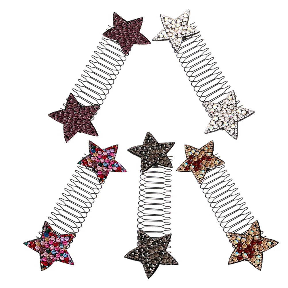 

5Pcs Invisible Hairpins Star Hair Clip Comb Bangs Holder Long-Lasting Hair Side Comb for Women Teens Styling Accessories