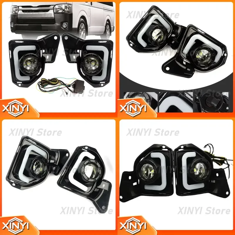 Left Right Front Bumper Day Light Daytime Running Lights Turn Signals Light for Toyota Hiace 2014 2015 2016 2017 2018