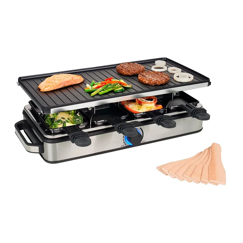 

Portable PTFE Non-Stick Aluminium Electric Raclette Grill Pan Detachable Steak Barbecue for Commercial Household Indoor BBQ