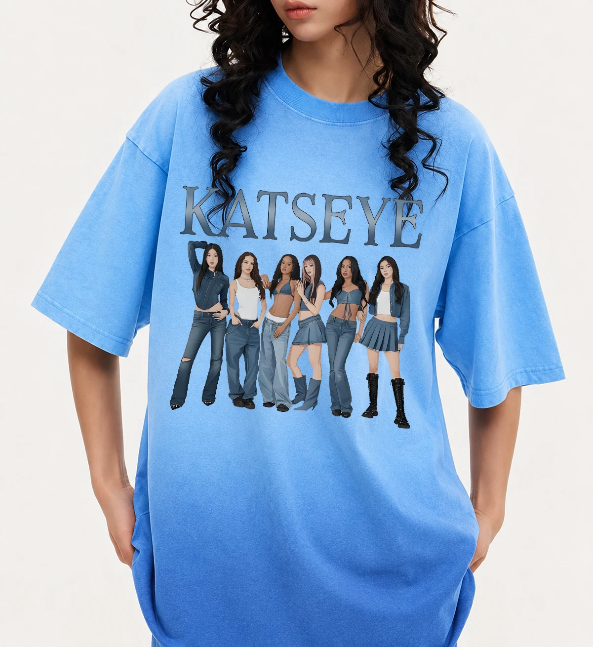 Classic Katseye Kpop Girl Group Print Cotton Washed Women T Shirt Cool Katseye 2026 Tour Concert Streetwear Big Size Tee For Fan