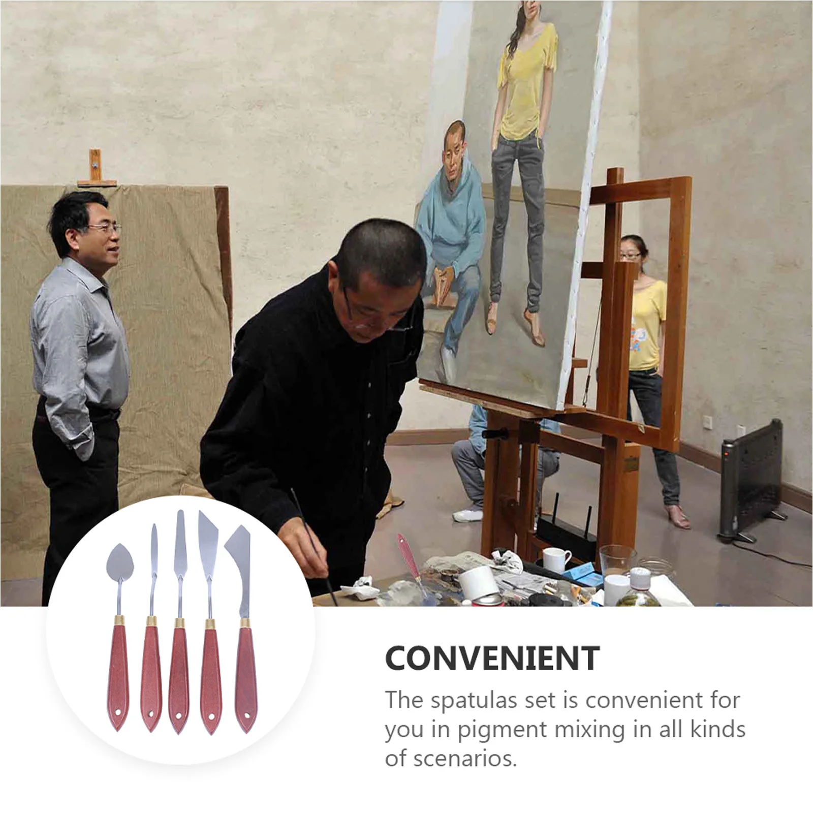 

1Set Oil Painting Tools Set Wood Handle Stainless Steel Painting Spatulas Color Mixing Scraper Artists Supplies