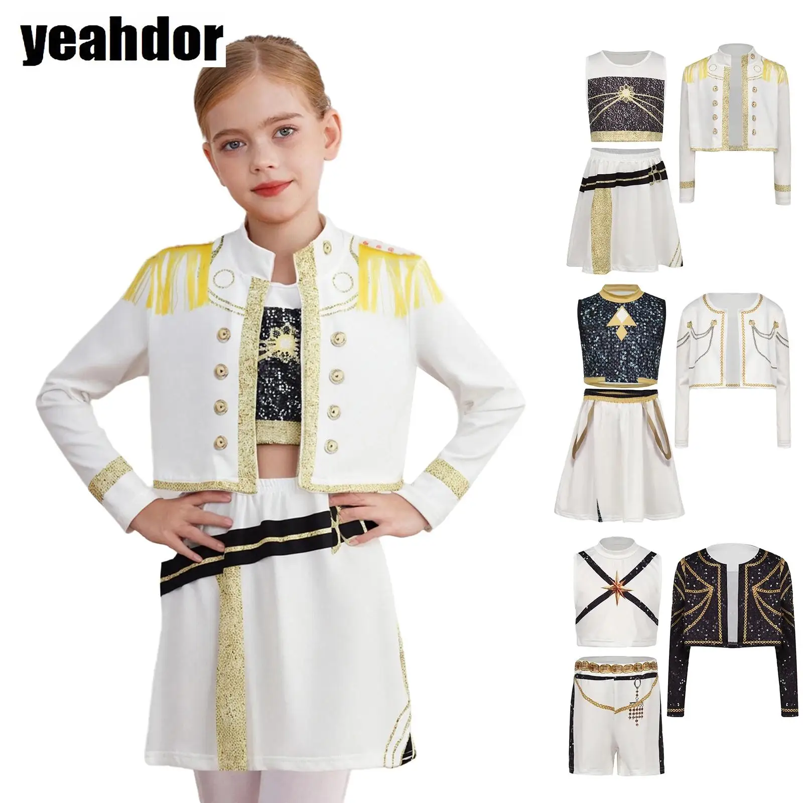 

Kpop Demon Hunter Girls Outfits Fantasia Movie Cosplay Singers Costume Sleeveless Vest with Outwear And Bottom Performance Set