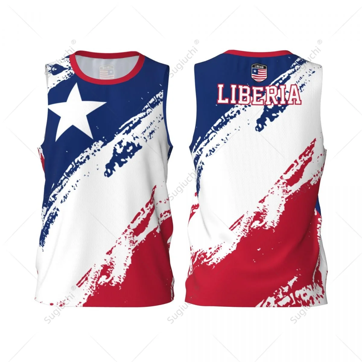 Men Basketball Sports Liberia Flag Running Fitness Multifunction Jersey Sleeveless shirt Custom Name Nunber Exclusive