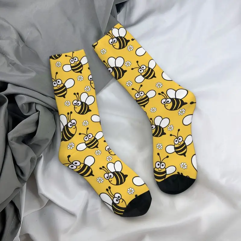Custom Cute Little Bees Men's Crew Socks Unisex Fun 3D Printing Dress Socks - view 6