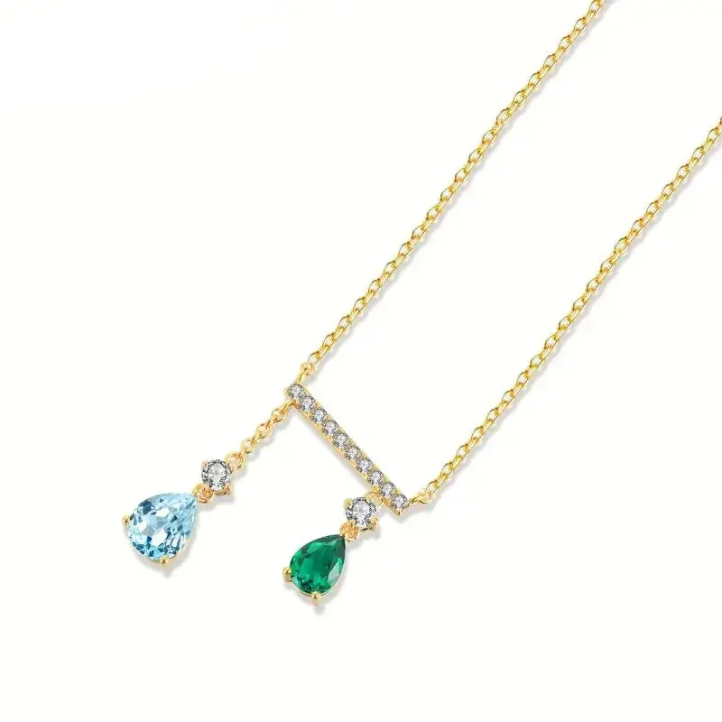 Pirmiana New Classic 18K Gold Lab Grown Created Emerald Necklace Gemstone Jewelry Women Wedding Party Gifts