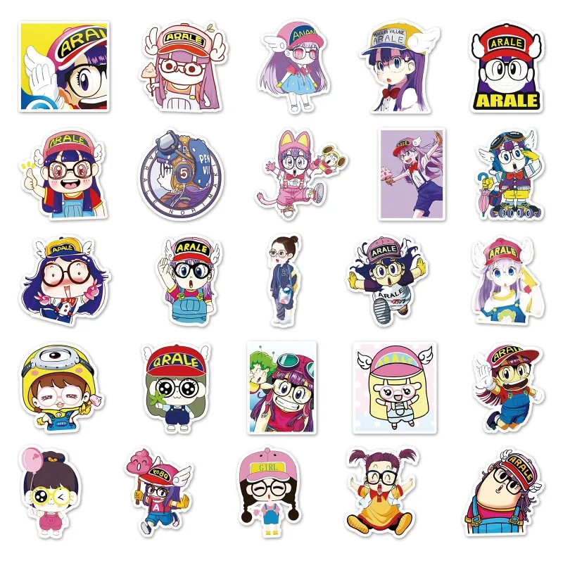 50pcs Arale Japanese Cartoon Peripheral Graffiti Stickers Waterproof Decorative Water Cup Laptop Luggage Desktop Stickers