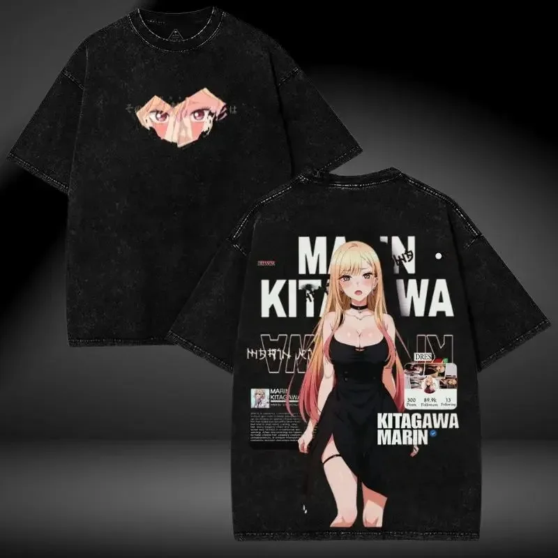 Camiseta Gráfica My Dress-Up Darling Kitagawa Marin para Homens e Mulheres, Moda de Verão em Algodão, Top de Manga Curta, Streetwear