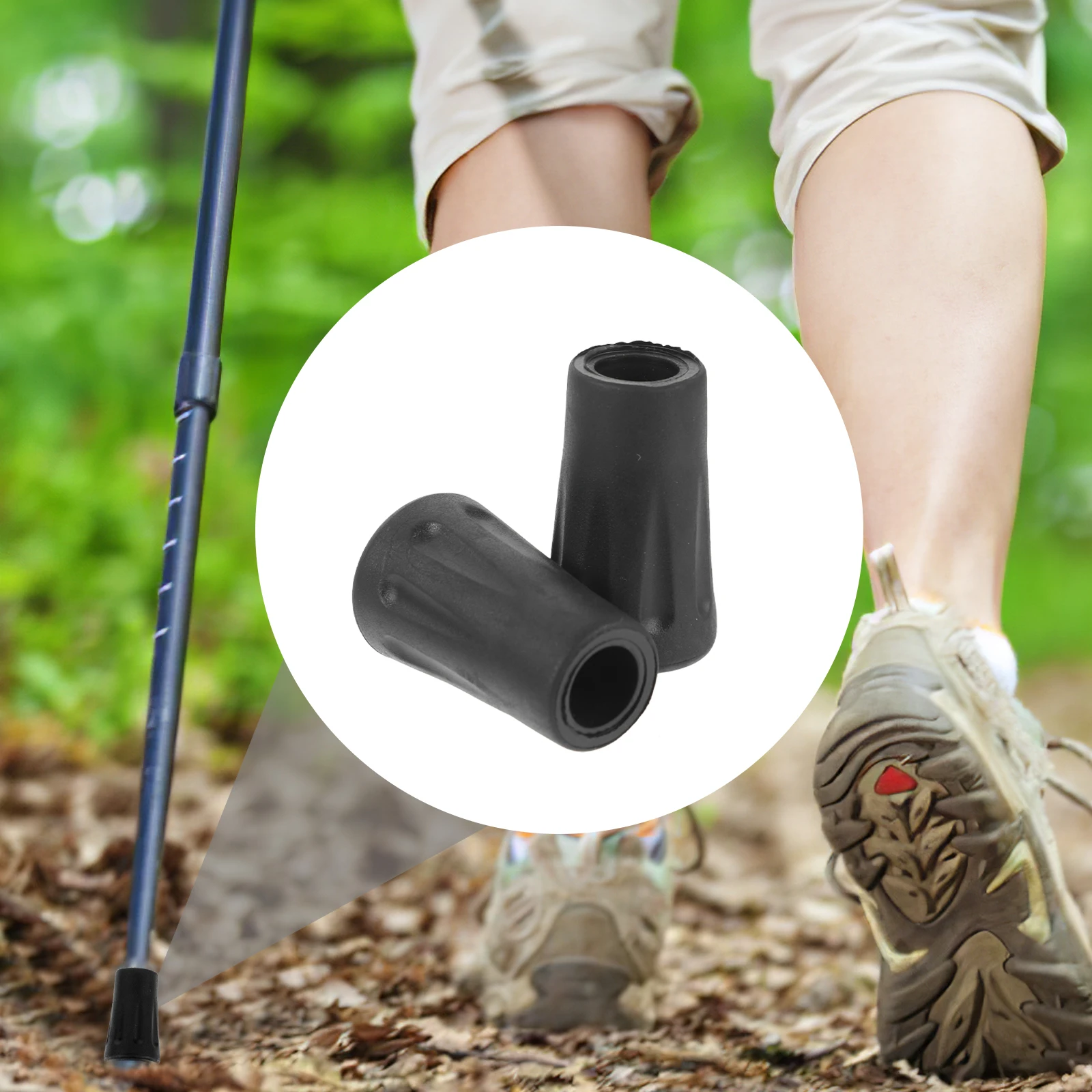 

24pcs Trekking Pole Cover Tips Replacement Protectors Hiking Walking Ends Stick Crutch Rubber Durable Nonslip Feet Pad Camping