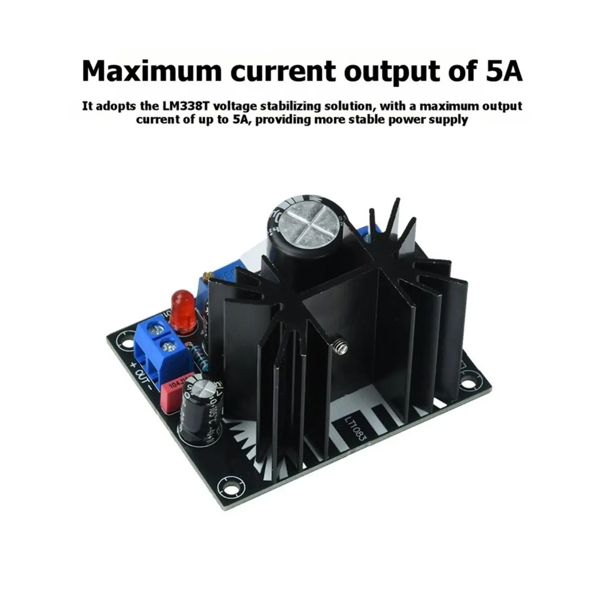 2Pcs 5A LM338T Linear Regulator Module Adjustable Voltage Regulator Board AC 0-24V DC0-35V for DIY Electronics