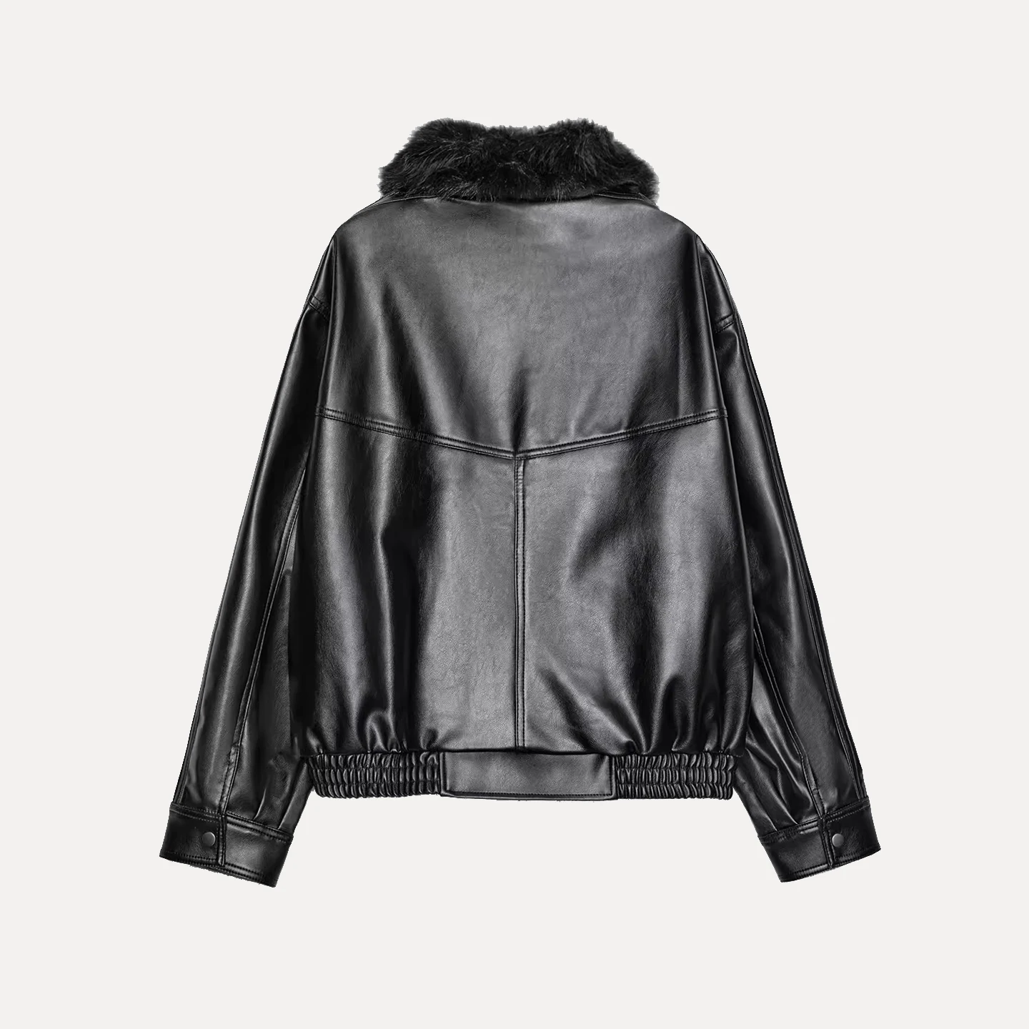 Faionable Abnehmbarer Kunstlederkragen Jaet Damen Premium Ledermantel Z Brand Commute Sle Long Sve