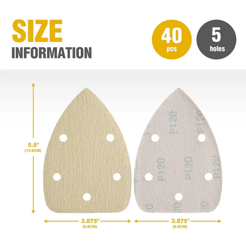 2000pcs Assorted Grits 40/60/80/120/220/320/400/1000 5 Holes Hook Loop Detail 40pcs Sanding Mouse Sander Pads