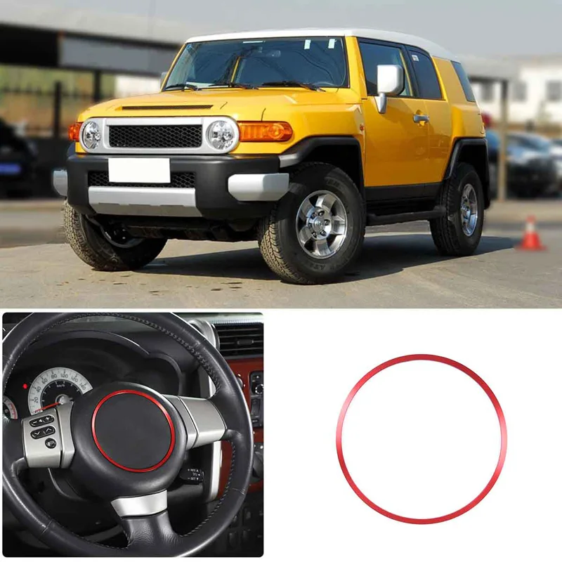 

For Toyota FJ Cruiser 2007-2021 Aluminum Alloy Red/Silver Center Control Steering Wheel Decorative Ring Car Interior Accessories