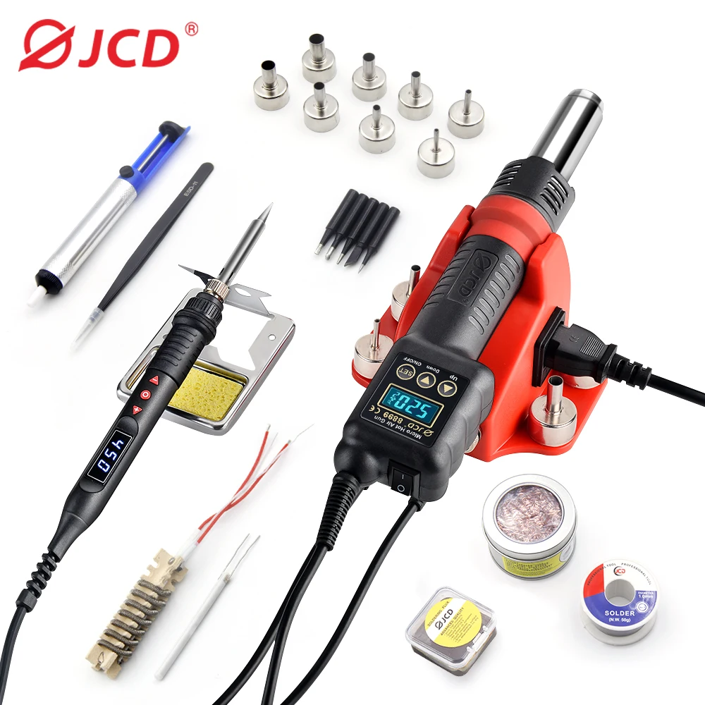 

JCD 8899 Soldering Station LCD Digital Display 2 in 1 750W Hot Air Gun Rework Welding Station BGA SMD IC Welding Repair Tools