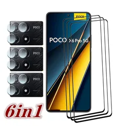 Upgrades 9H Screen Protector For Poco X6 Pro X6 Tempered Glass Anti-Scratch For POCO X6 Pro Soft Camera film
