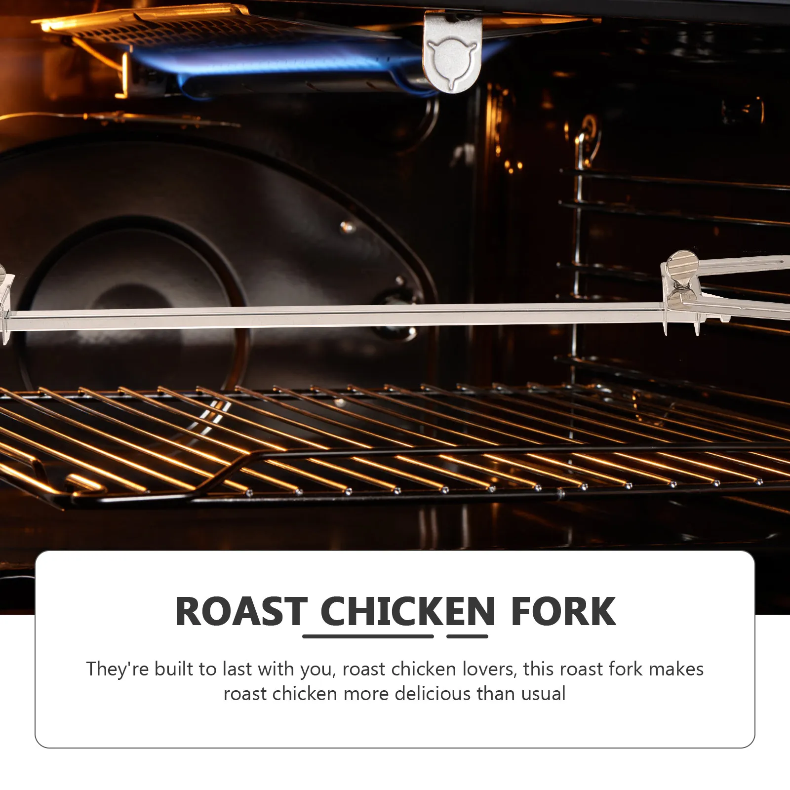Stainless Steel Air Fryer Fork Rotating Roast Chicken Fork 360 Degree Rotation Heat Resistant Bbq Grill Rotisserie Accessories