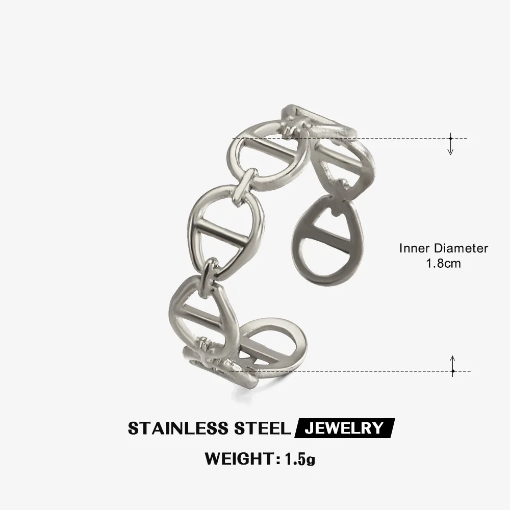 Retro Lock Geometric Ring For Woman Men Simple And Fashionable Jewelry Adjustable Stainless Steel Opening Couple Rings