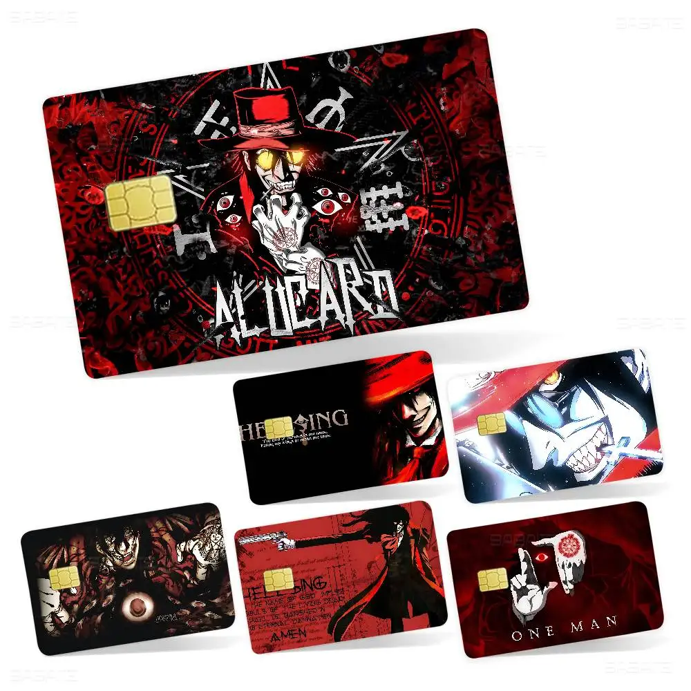 Horror Anime H-Hellsing Anime Spend or Save Funny Shell On Off Ultra Thin No Fade Sticker Skin Cover Film for Debit Credit Card