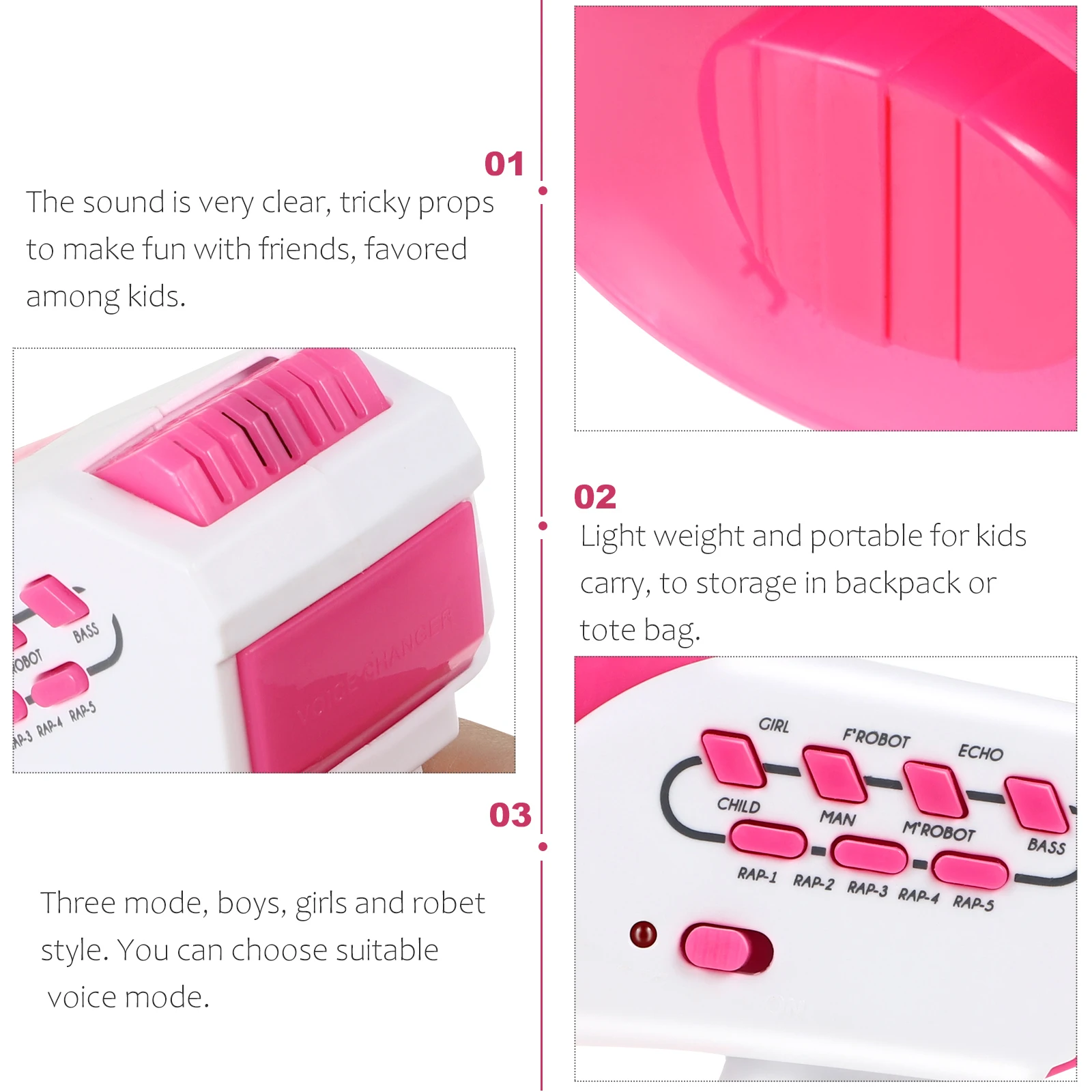 قطعة واحدة من جهاز مغير الصوت التنكري الشفاف للأطفال والأولاد والبنات هدية لحفلات الهالوين - لعبة مغير الصوت الوردي #4