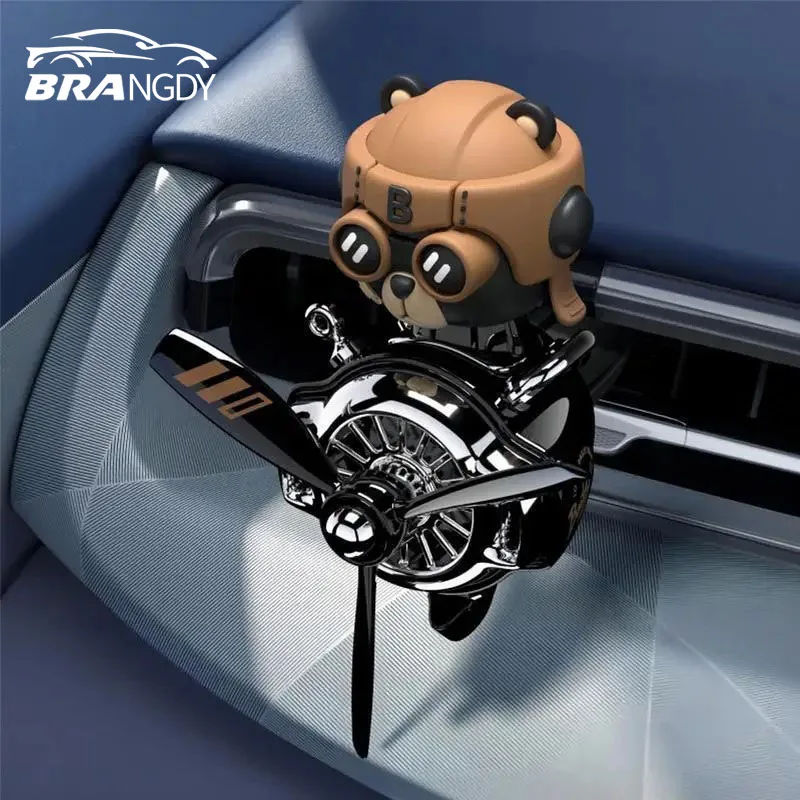 Shaking Head Helicopter Car Bear Interior Car Air Vent Clip Doll Car Propeller Pilot Interior Car Decoration