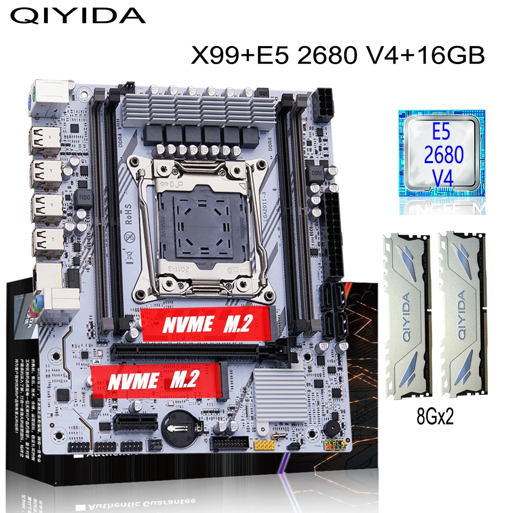 X99 Dual Cpu Motherboard Combo - Игровой комплект материнской платы QIYIDA X99