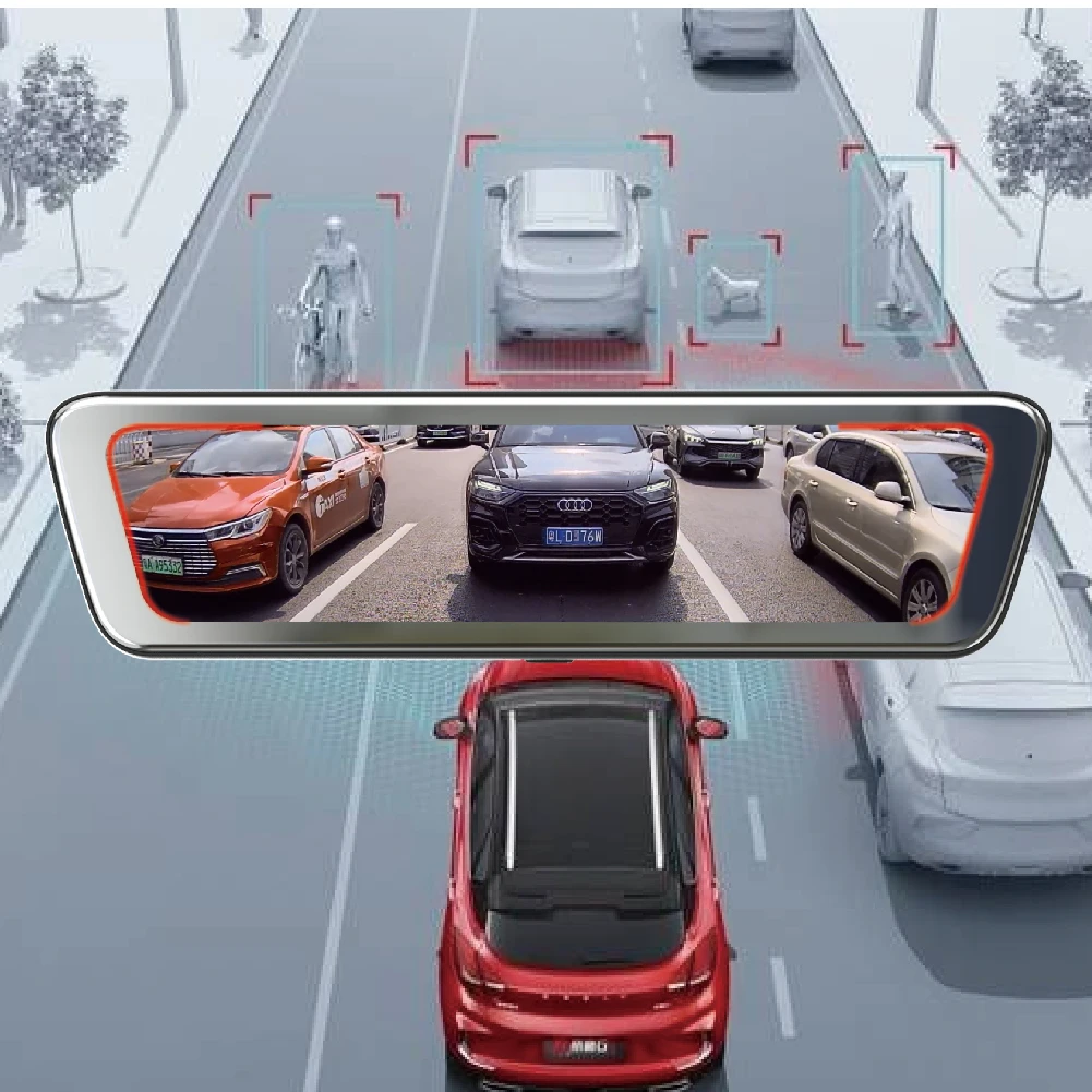 Sensor LVDS Digital Signal Dashcam Fluid HD Streaming Rearview Mirror Front 2K and Rear 1080P DVR