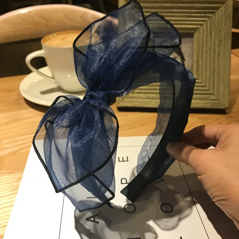 Modisches Spitzen-Schleifen-Stirnband für Frauen und Mädchen, Elegantes Großes Netz-Schleifen-Haarband, Niedlicher Haarreif, Haar-Accessoires für den Alltag und Partys – Detail 8
