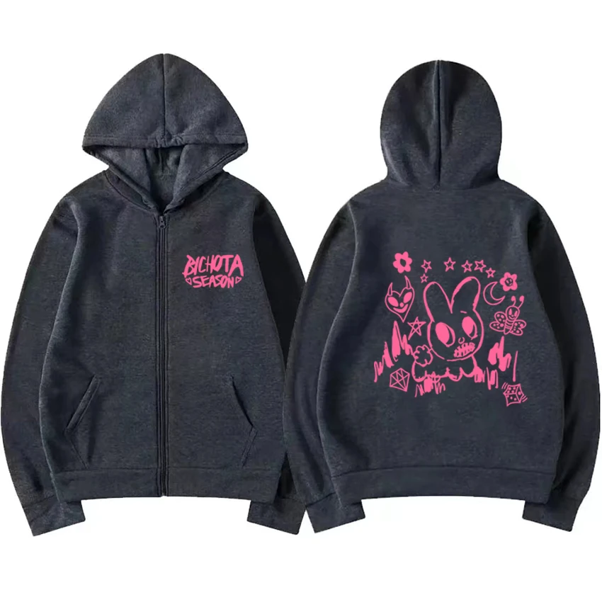 Hot sale Karol G music album Graphics pink Zipper Hoodie Jacket Men Women Fashion Y2k Sweatshirt Unisex Fleece pullovers coat