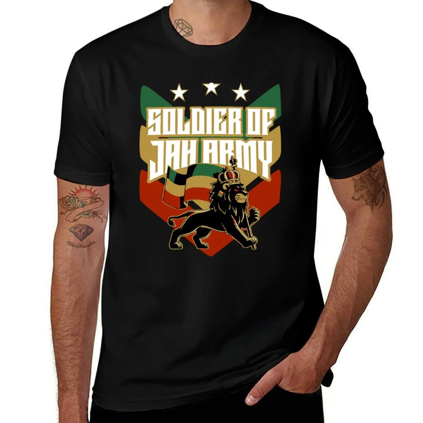 

Футболка Soldier of Jah Army, футболки большого размера, мужская забавная рубашка, хлопковые фигурки аниме, винтажная одежда, мужская одежда